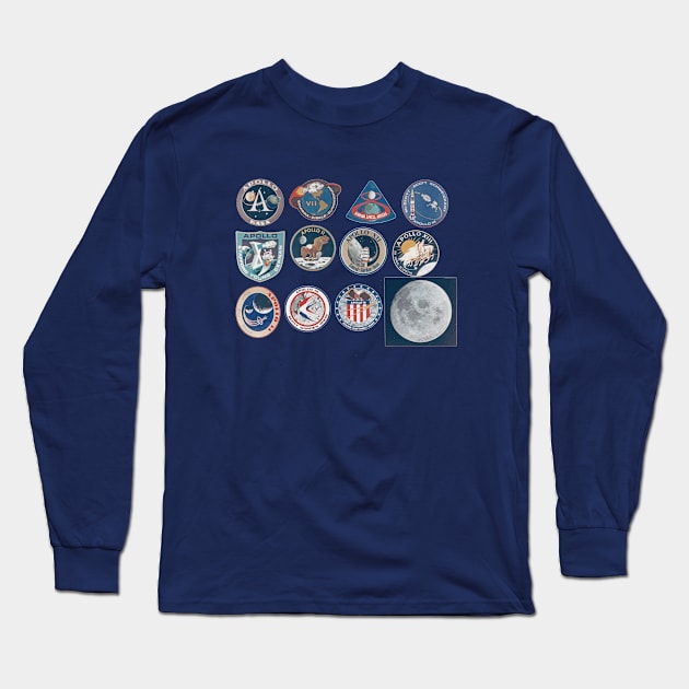 NASA Apollo Missions logos Long Sleeve T-Shirt by Dystopianpalace